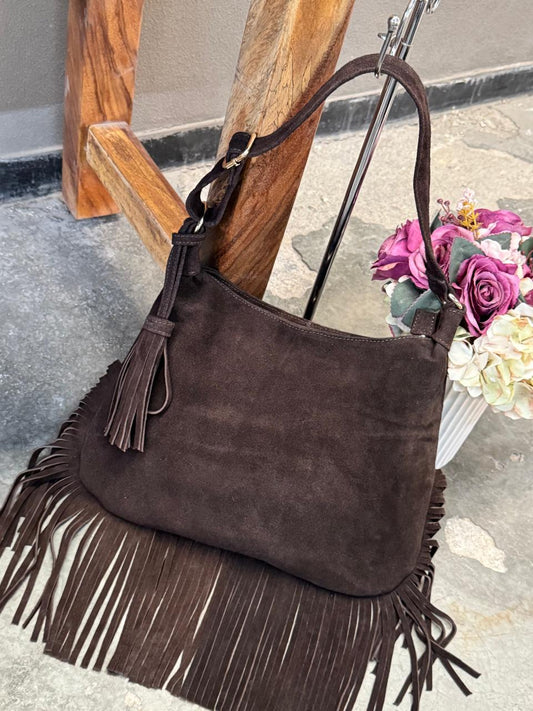BOLSO GAMUZA DE PIEL BULGARIA CAFE CHOCOLATE