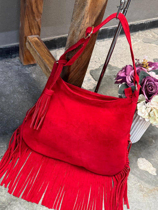 BOLSO GAMUZA DE PIEL BULGARIA ROJO