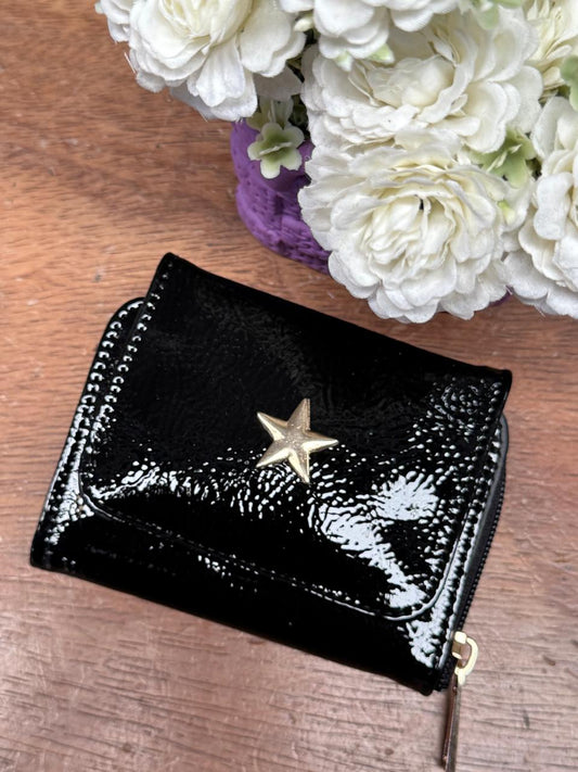 CARTERA PARA PERSONALIZAR CHAROL ARRUGADO NEGRO