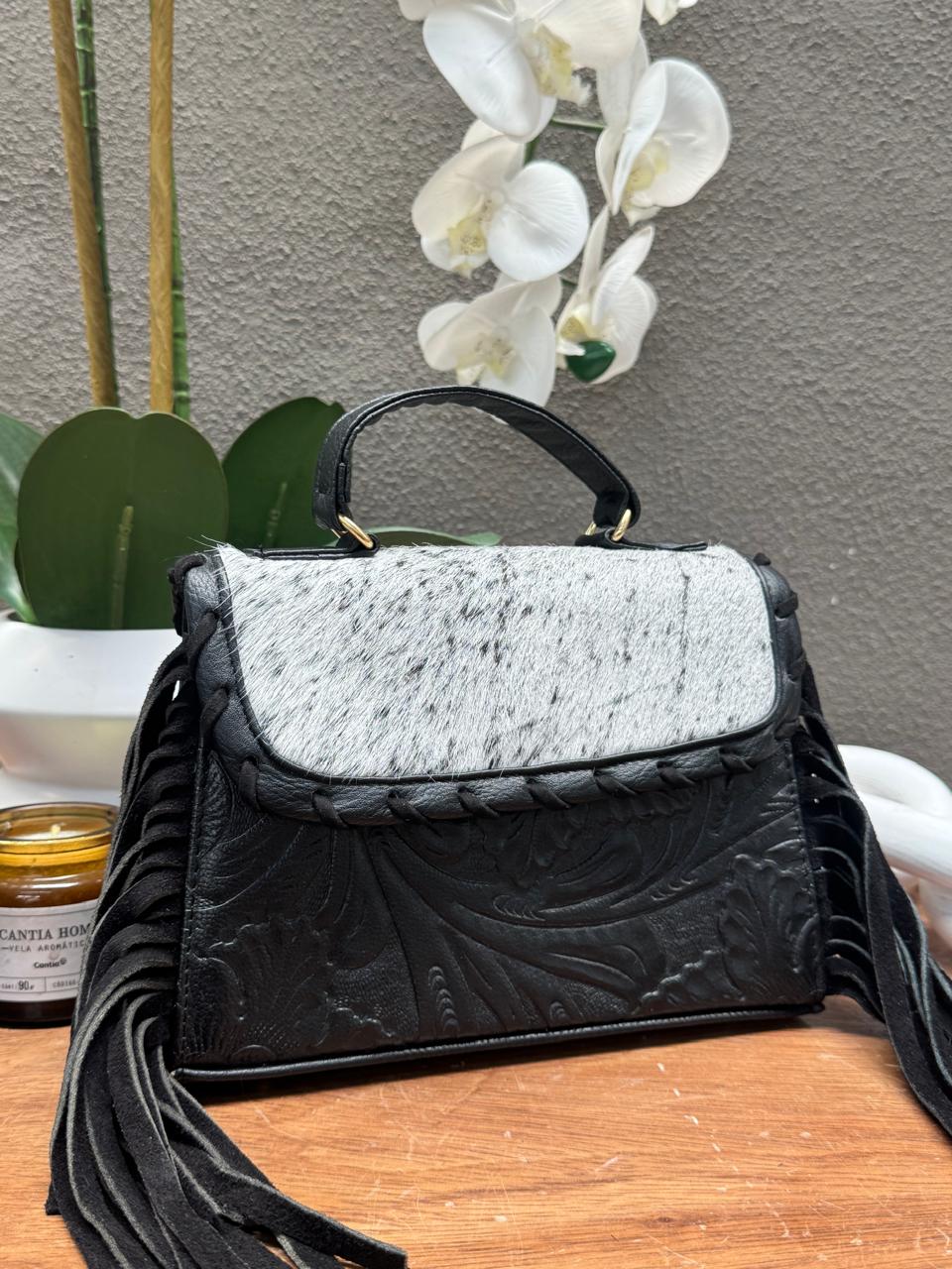 CROSSBODY FABIOLA PELO Y BARBAS VARIABLE PIEL NEGRO