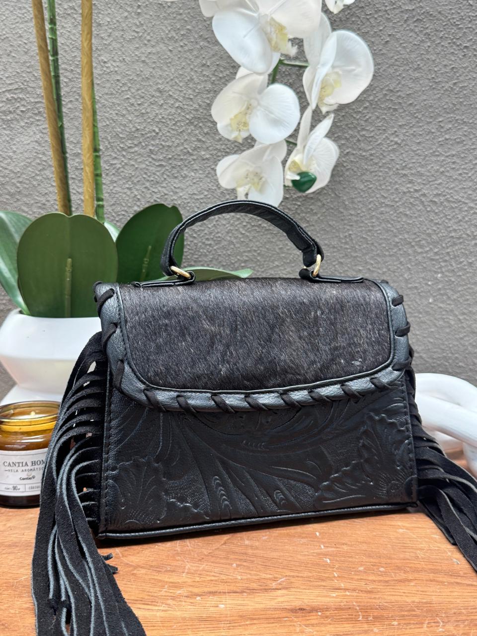 CROSSBODY FABIOLA PELO Y BARBAS VARIABLE PIEL NEGRO