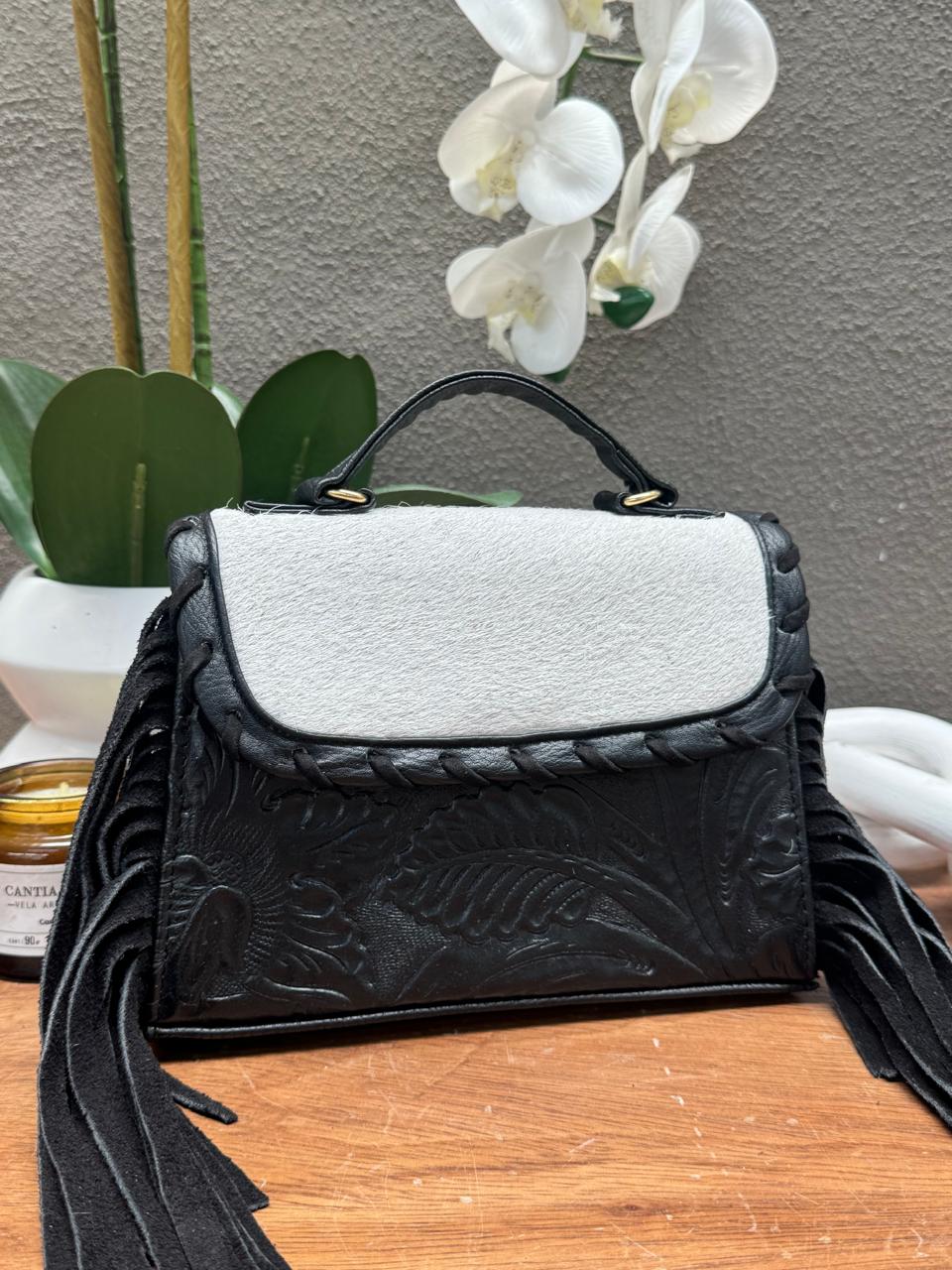 CROSSBODY FABIOLA PELO Y BARBAS VARIABLE PIEL NEGRO