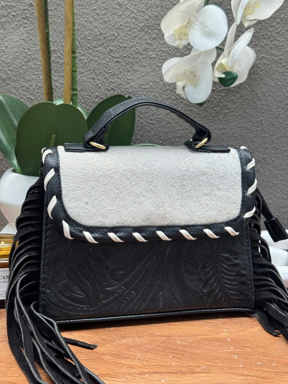 CROSSBODY FABIOLA PELO Y BARBAS VARIABLE PIEL NEGRO