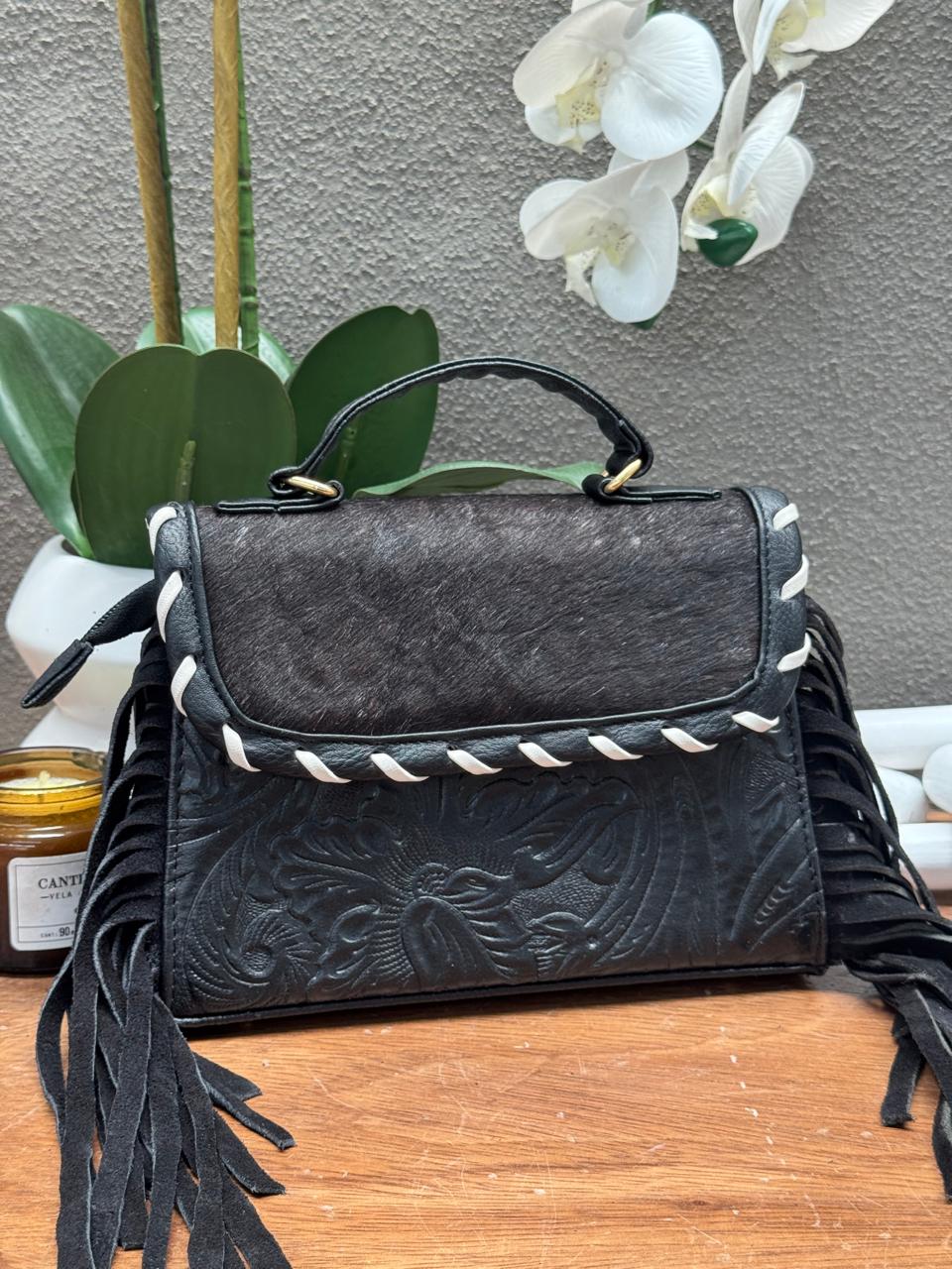 CROSSBODY FABIOLA PELO Y BARBAS VARIABLE PIEL NEGRO