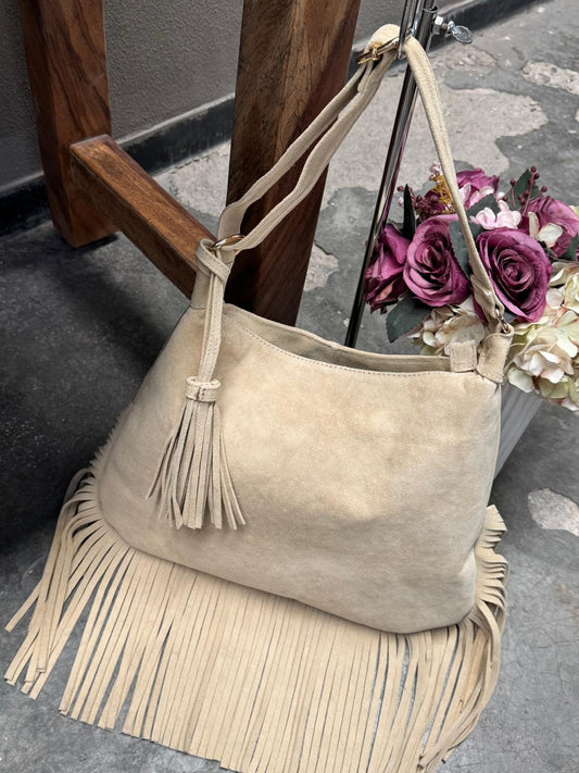 BOLSO GAMUZA DE PIEL BULGARIA BEIGE