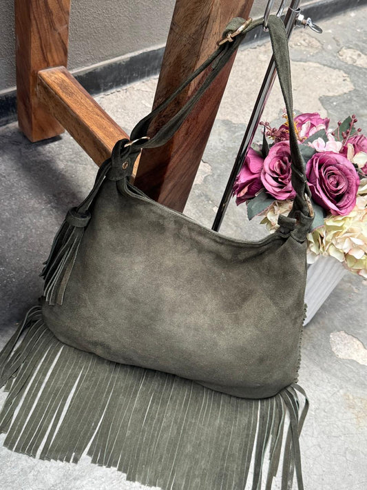 BOLSO GAMUZA DE PIEL BULGARIA VERDE PASTO