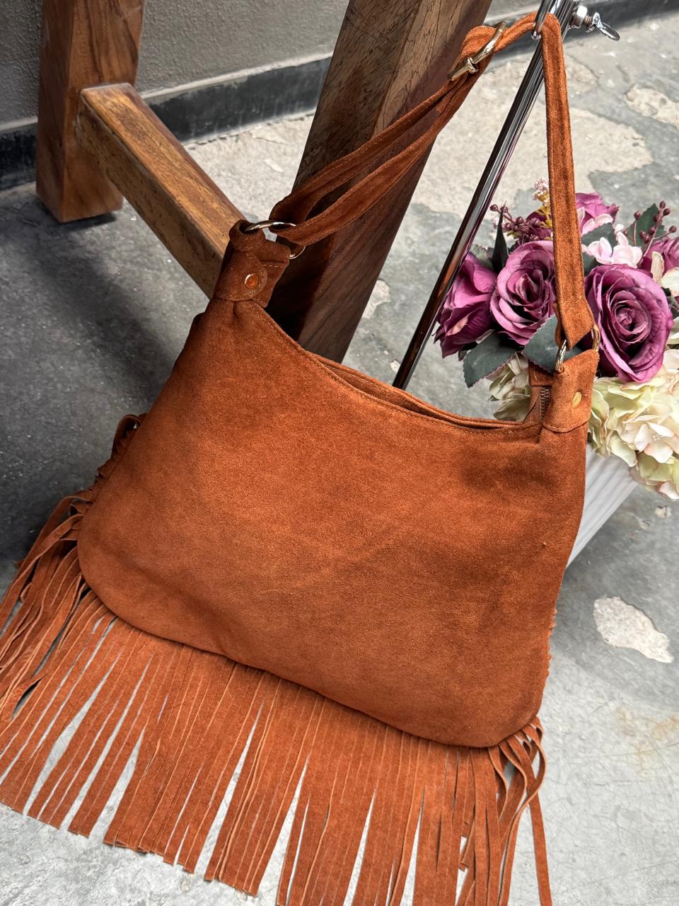 BOLSO GAMUZA DE PIEL BULGARIA COÑAC