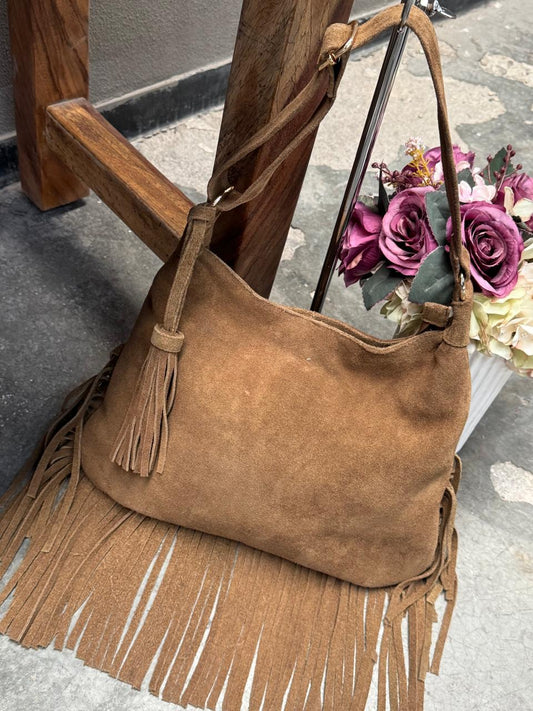 BOLSO GAMUZA DE PIEL BULGARIA CANELA