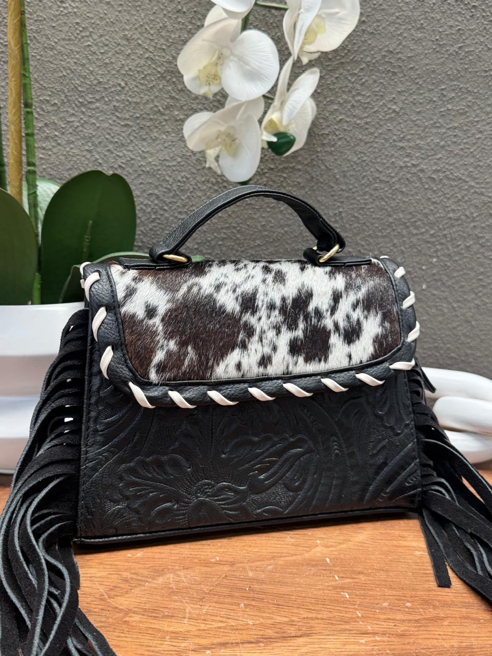 CROSSBODY FABIOLA PELO Y BARBAS VARIABLE PIEL NEGRO
