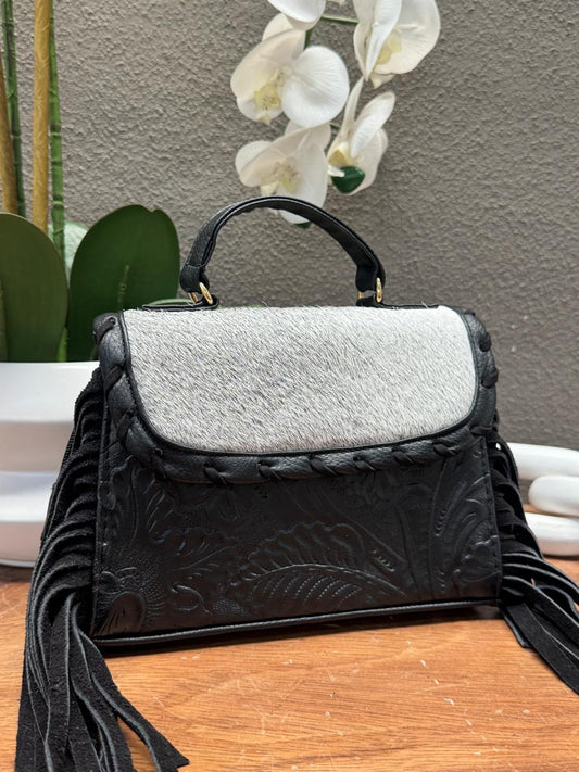 CROSSBODY FABIOLA PELO Y BARBAS VARIABLE PIEL NEGRO
