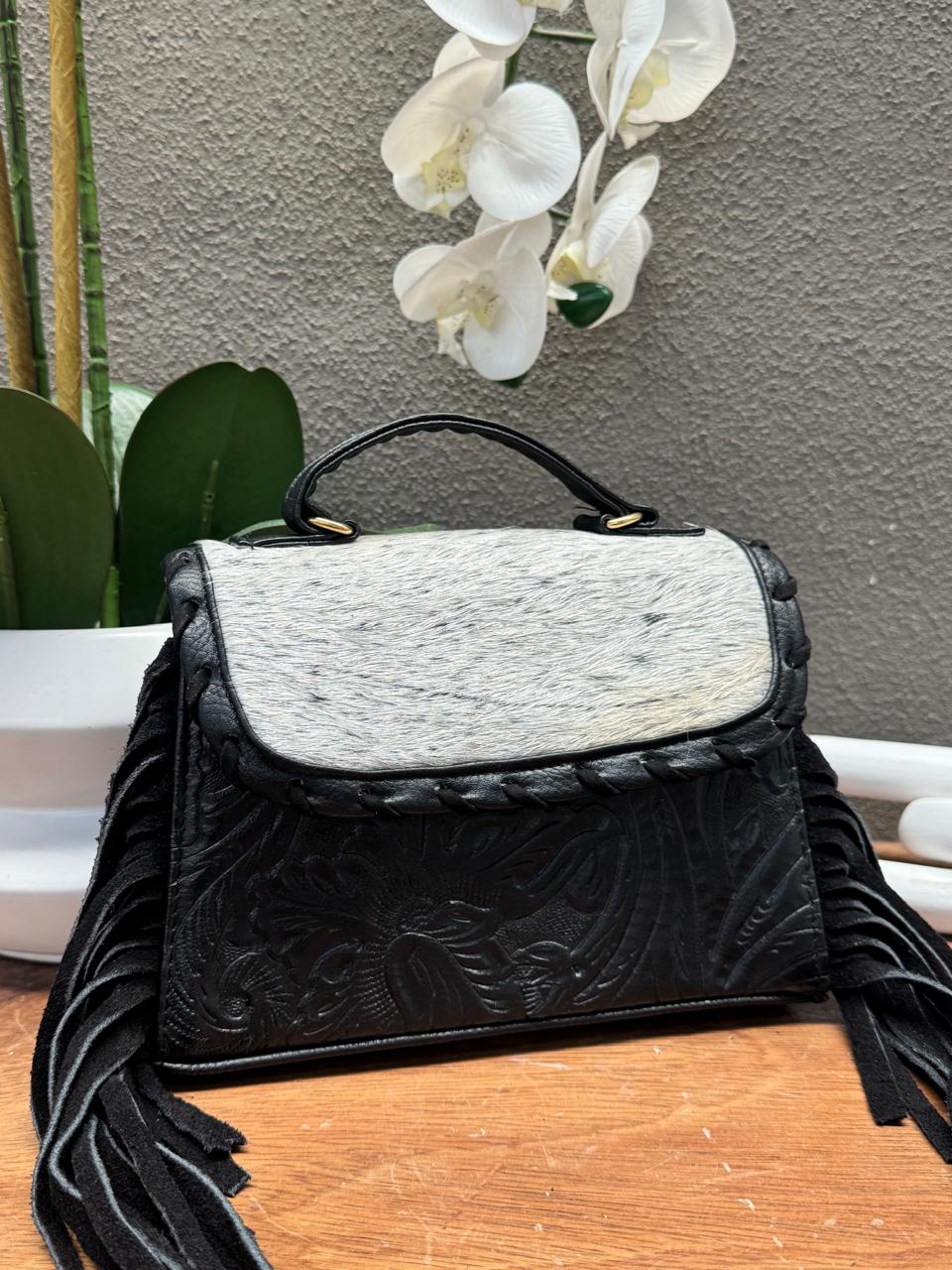 CROSSBODY FABIOLA PELO Y BARBAS VARIABLE PIEL NEGRO