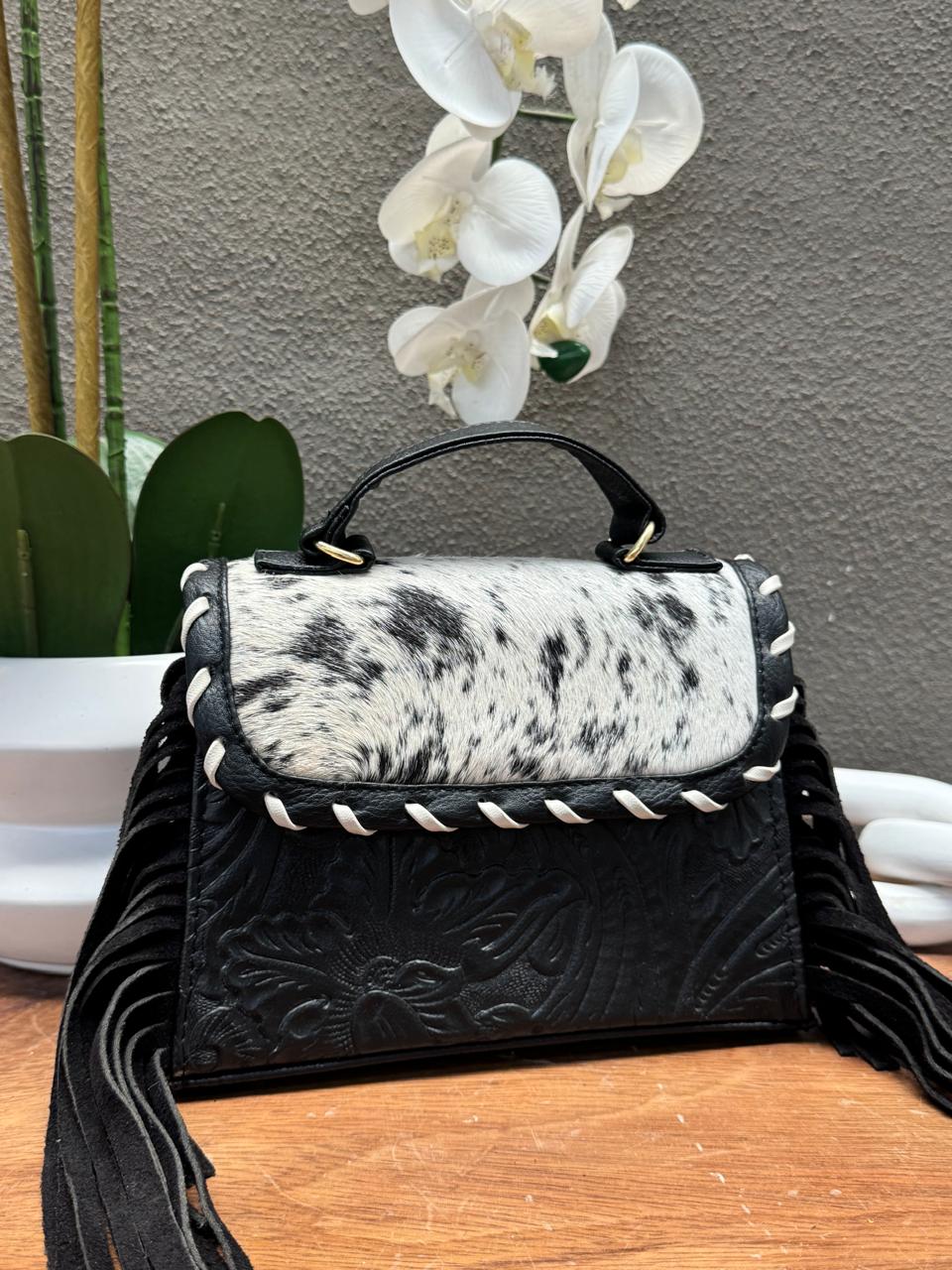 CROSSBODY FABIOLA PELO Y BARBAS VARIABLE PIEL NEGRO