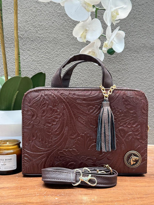 CROSSBODY ARTESANAL TANIA GRABADO FLORES COMINO