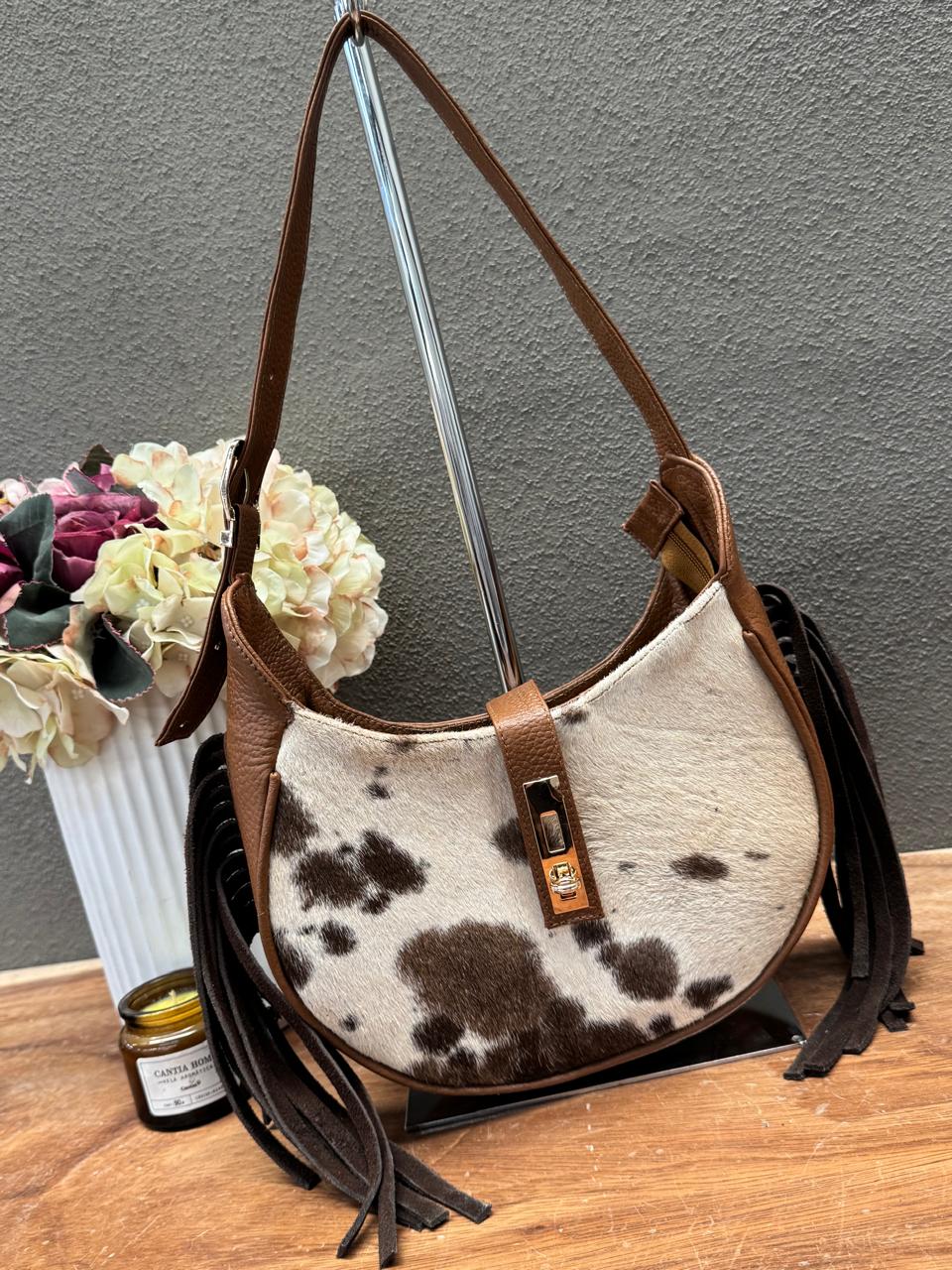 BOLSA BAGUETTE COW CAMEL