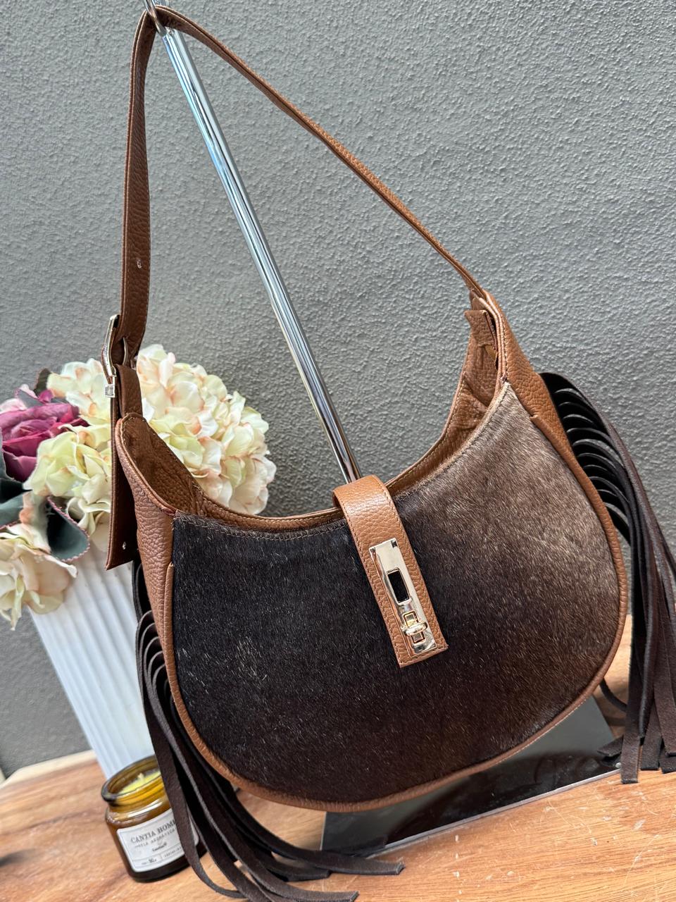 BOLSA BAGUETTE COW CAMEL