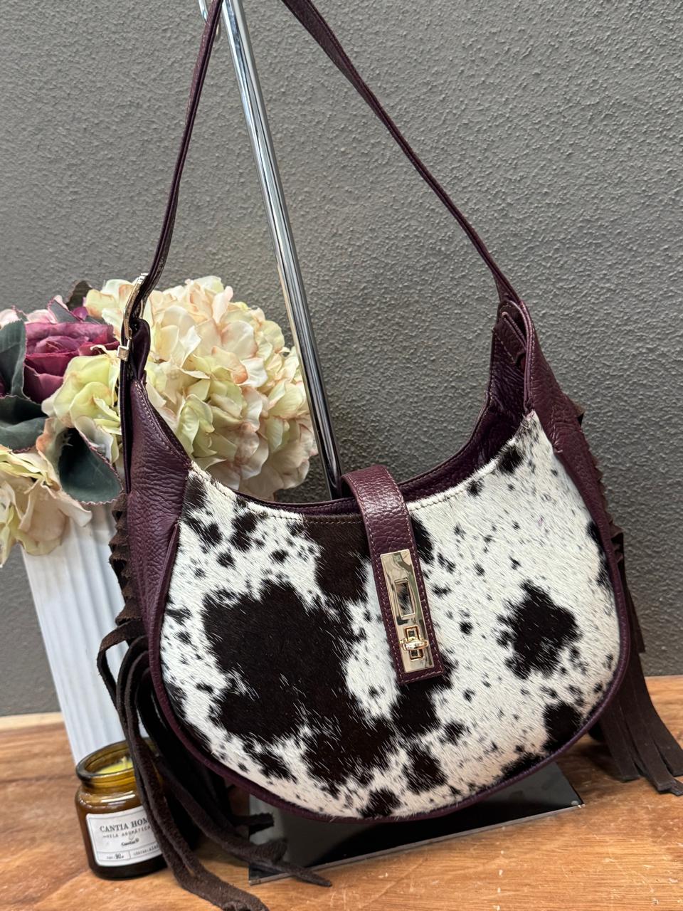 BOLSA BAGUETTE COW VINO