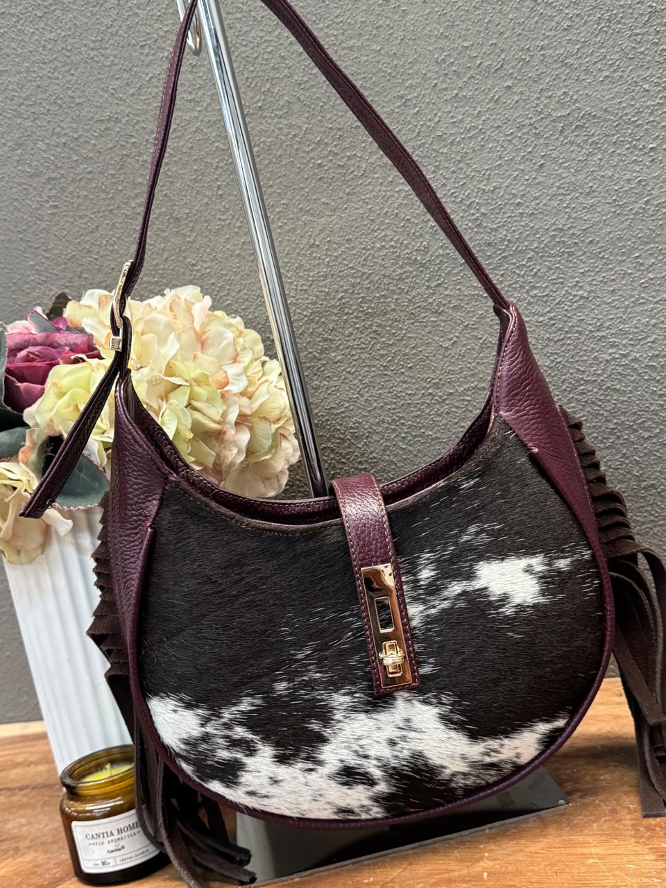 BOLSA BAGUETTE COW VINO