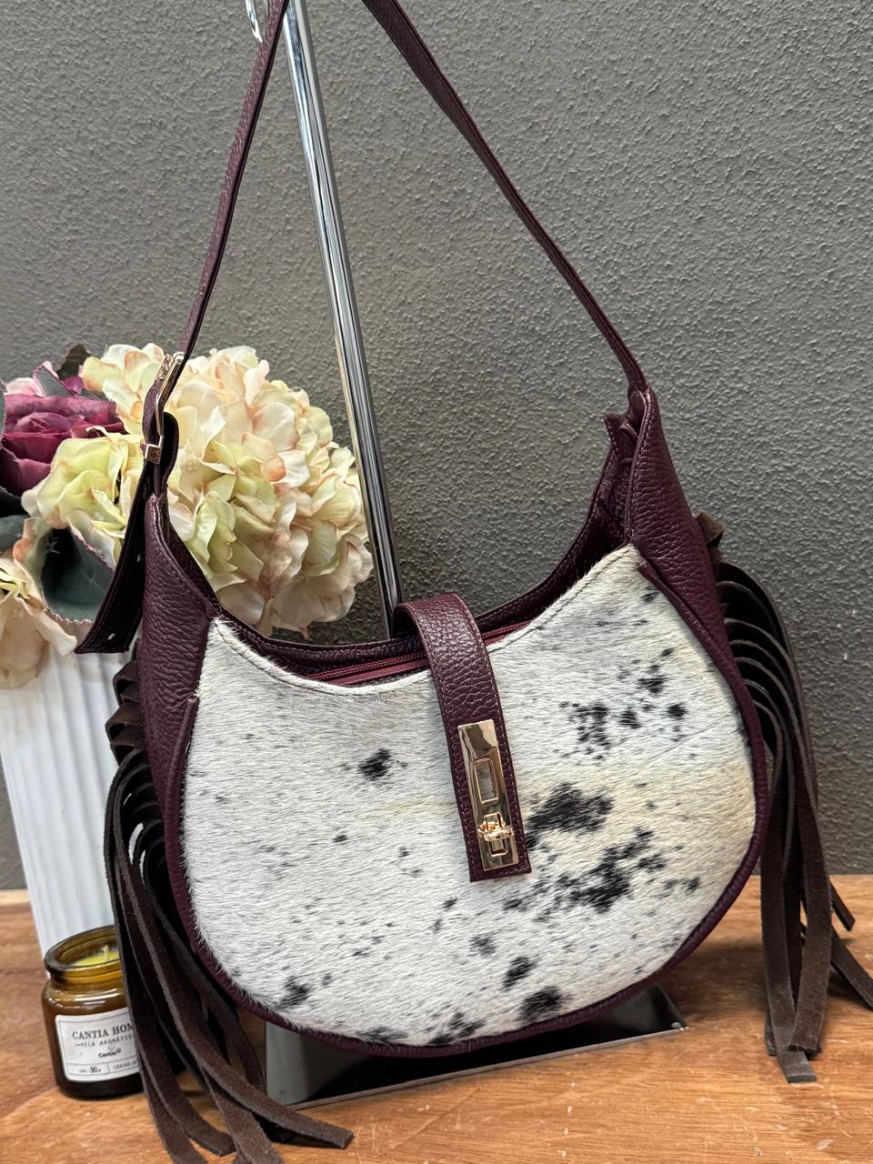 BOLSA BAGUETTE COW VINO