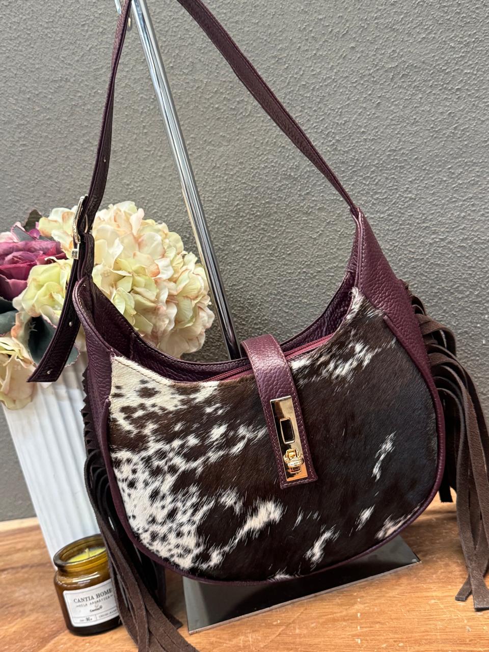 BOLSA BAGUETTE COW VINO