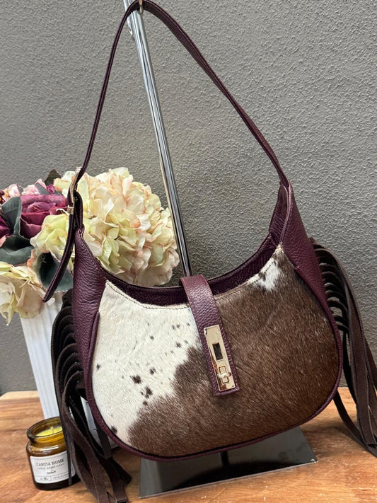 BOLSA BAGUETTE COW VINO