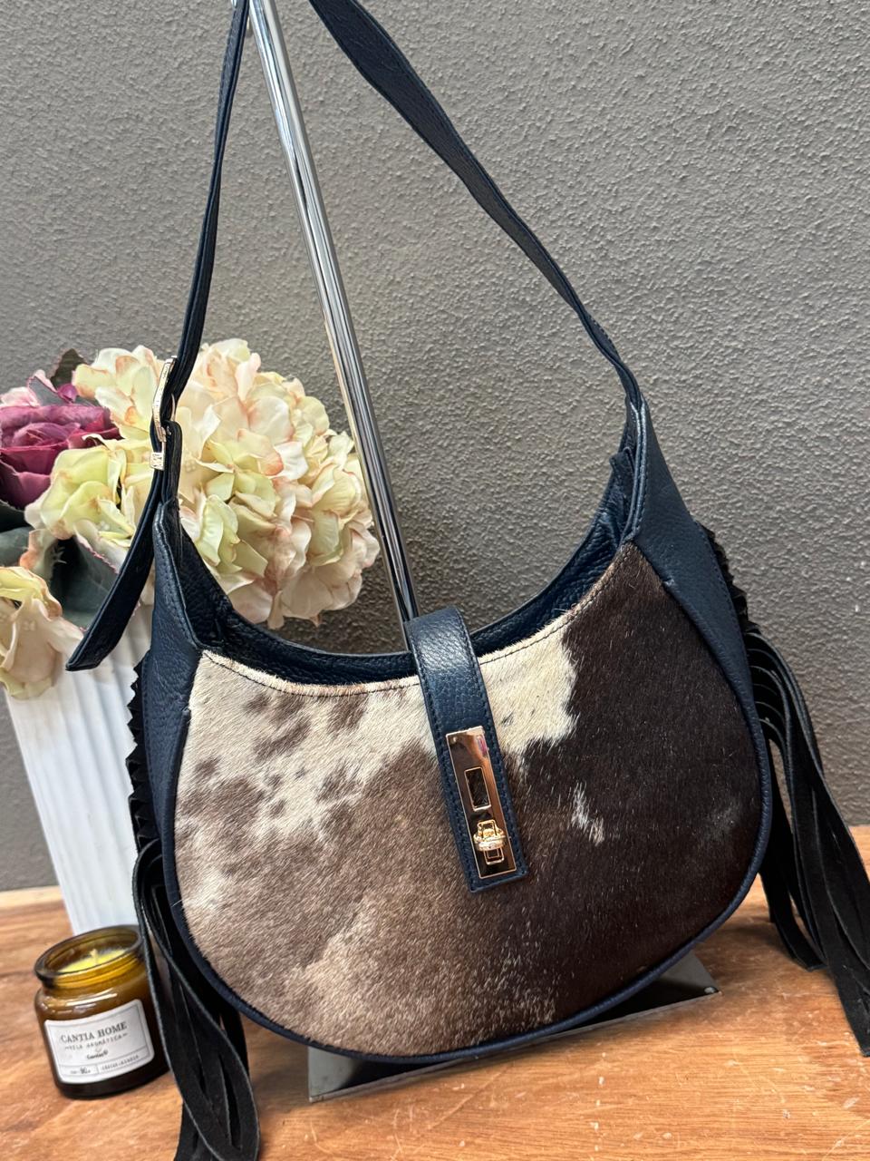 BOLSA BAGUETTE COW AZUL MARINO