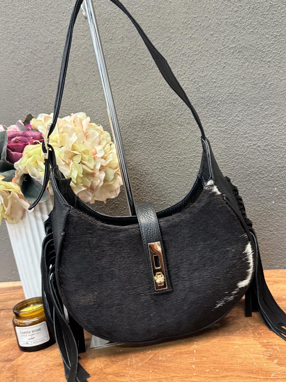 BOLSA BAGUETTE  COW NEGRO