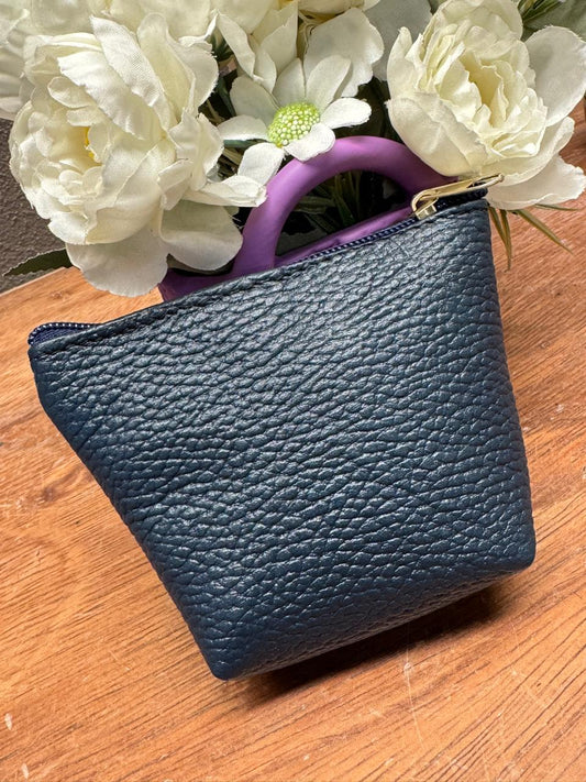 MONEDERO AUREA TEXTURA GRANULADA AZUL MARINO