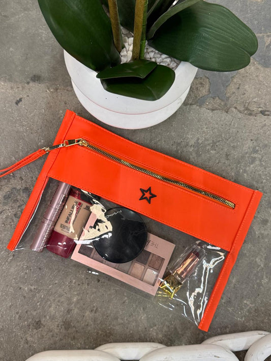COSMETIQUERA DE MICA PLANA NARANJA MATE