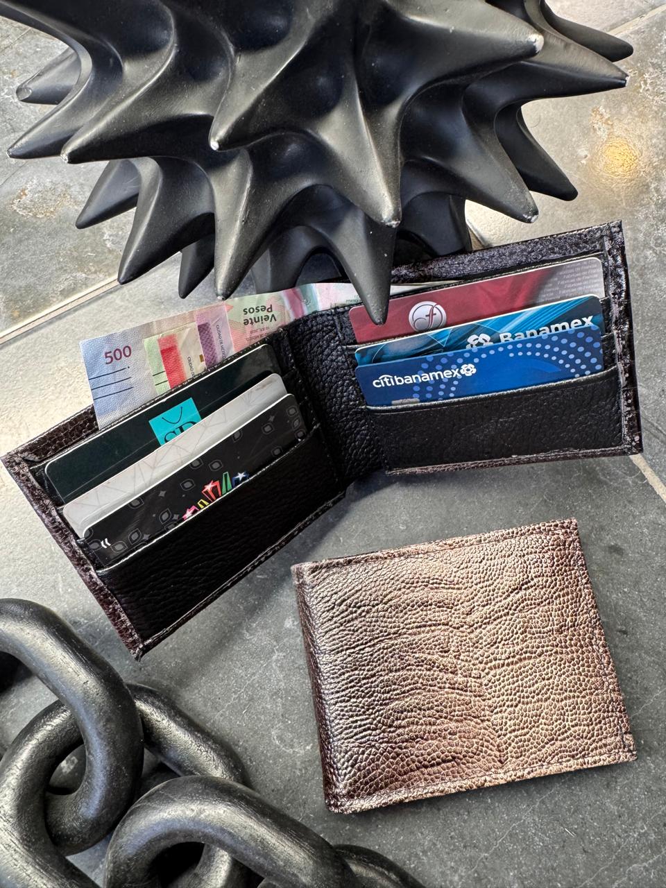CARTERA ROMA GRIS PATA DE AVESTRUZ