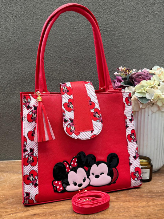 BOLSA BROCHE PERSONAJE MICKIE AND MINNIE ROJO