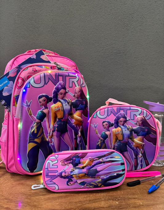 COMBO ESCOLAR HUNTRIX ROSA PASTEL