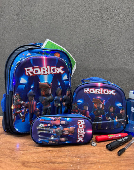 COMBO ESCOLAR ROBLOX FUTBOL AZUL MARINO