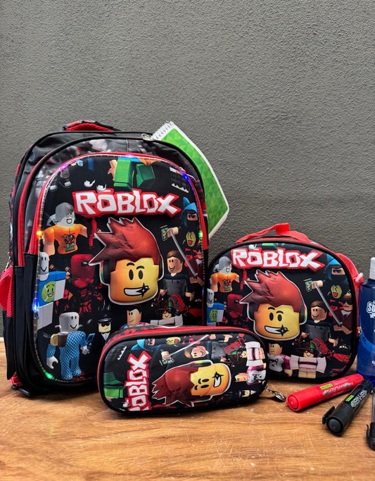 COMBO ESCOLAR ROBLOX ROJO/NEGRO