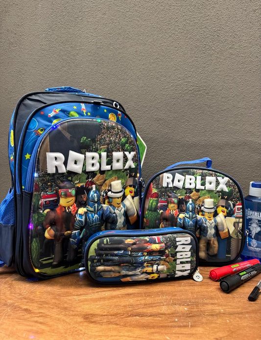 COMBO ESCOLAR ROBLOX AMIGOS PLANETAS AZUL/MARINO