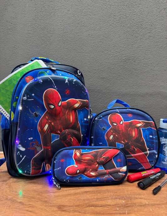 COMBO ESCOLAR SPIDER MAN AZUL/MARINO