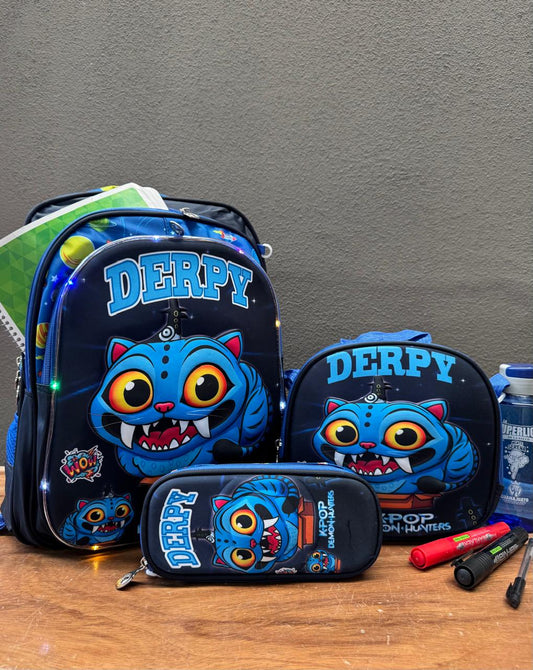 COMBO ESCOLAR DERPY K POP AZUL/MARINO