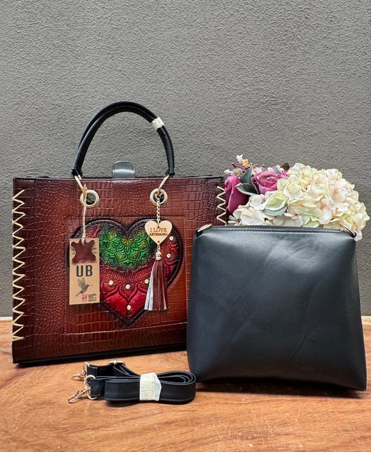 UB DUO ARTESANAL COMBO MARRON CORAZON CROCO