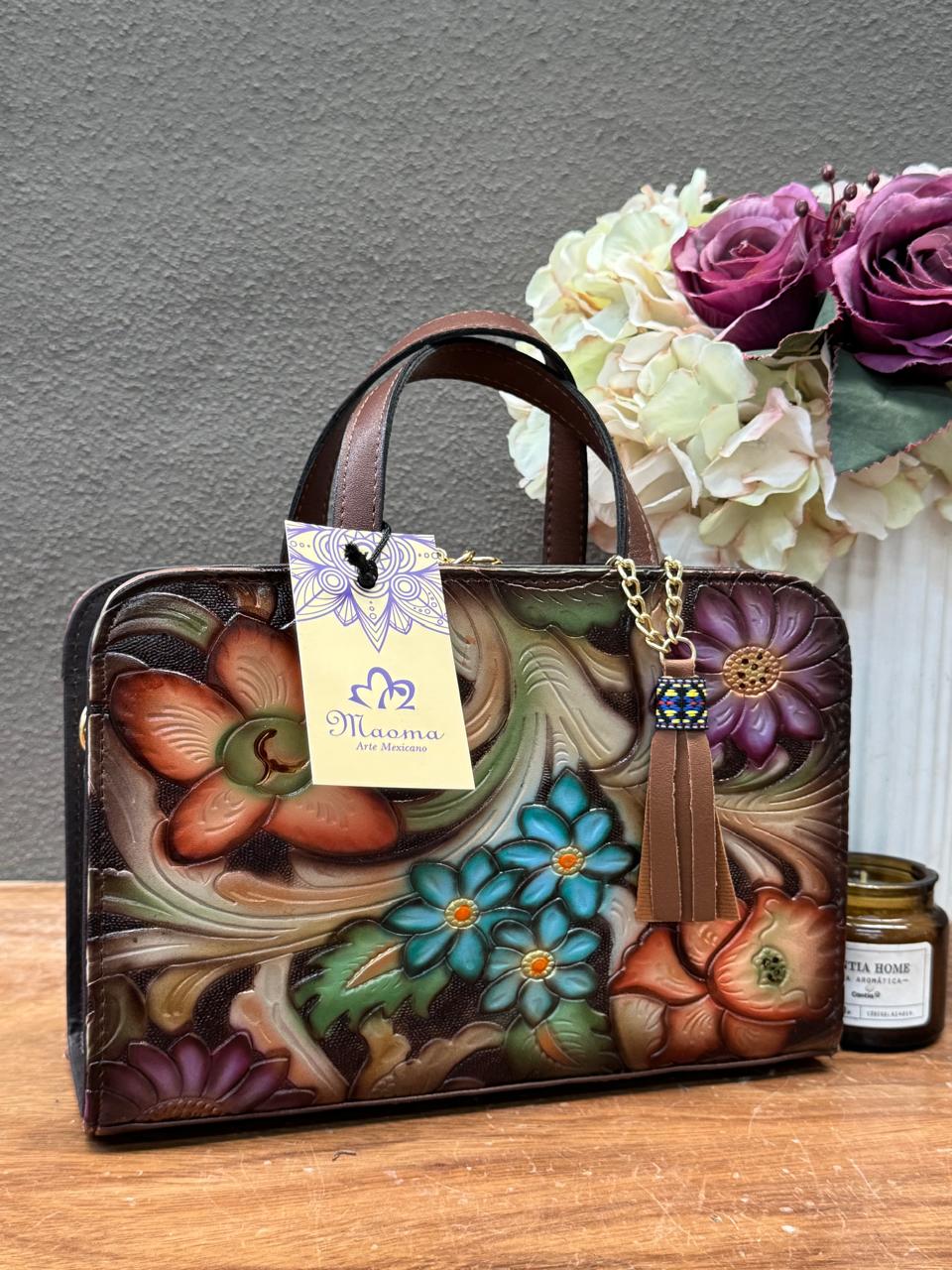 MAOMA CROSSBODY TABATA CAFE FLORES COLORES VARIOS