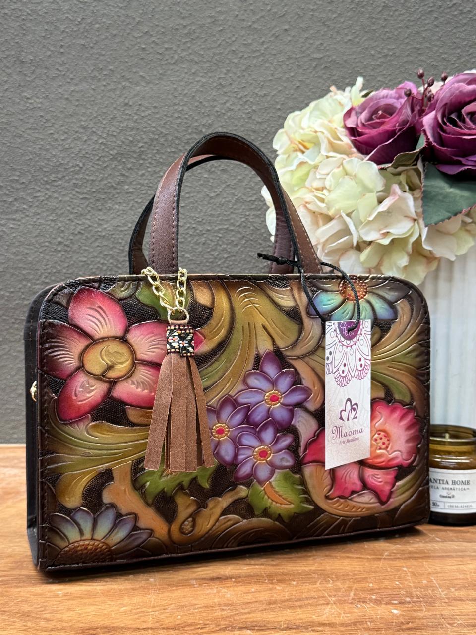 MAOMA CROSSBODY TABATA CAFE FLORES COLORES VARIOS