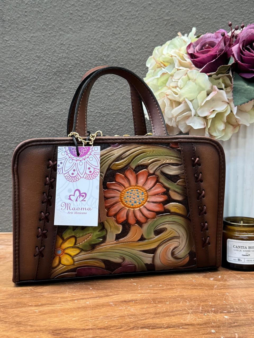 MAOMA CROSSBODY TABATA CAFE FLORES COLORES VARIOS