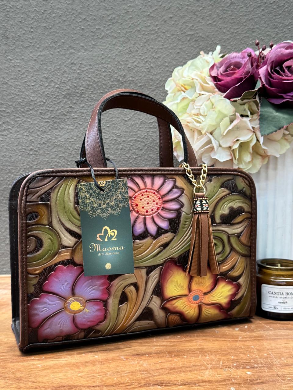 MAOMA CROSSBODY TABATA CAFE FLORES COLORES VARIOS