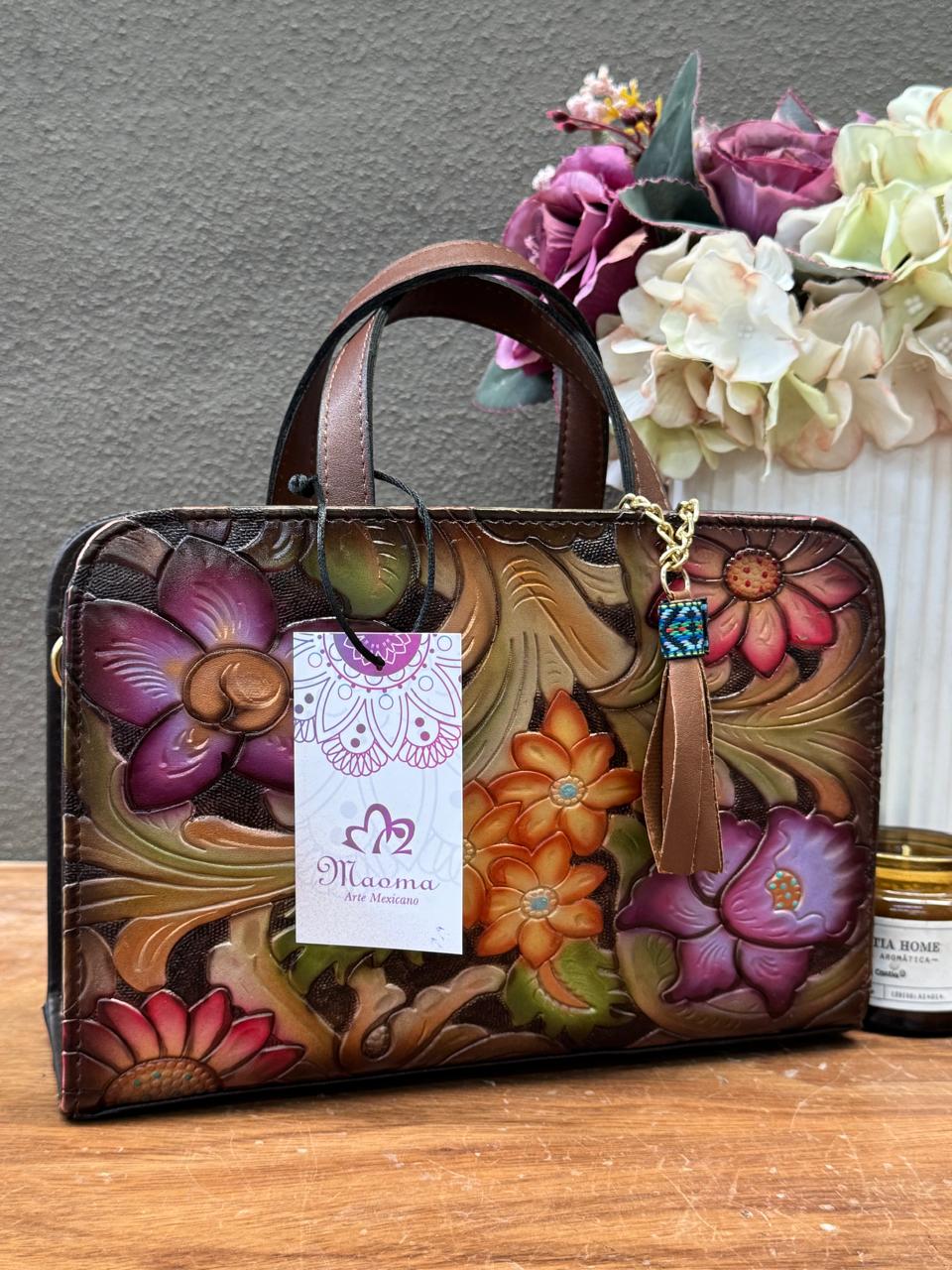 MAOMA CROSSBODY TABATA CAFE FLORES COLORES VARIOS