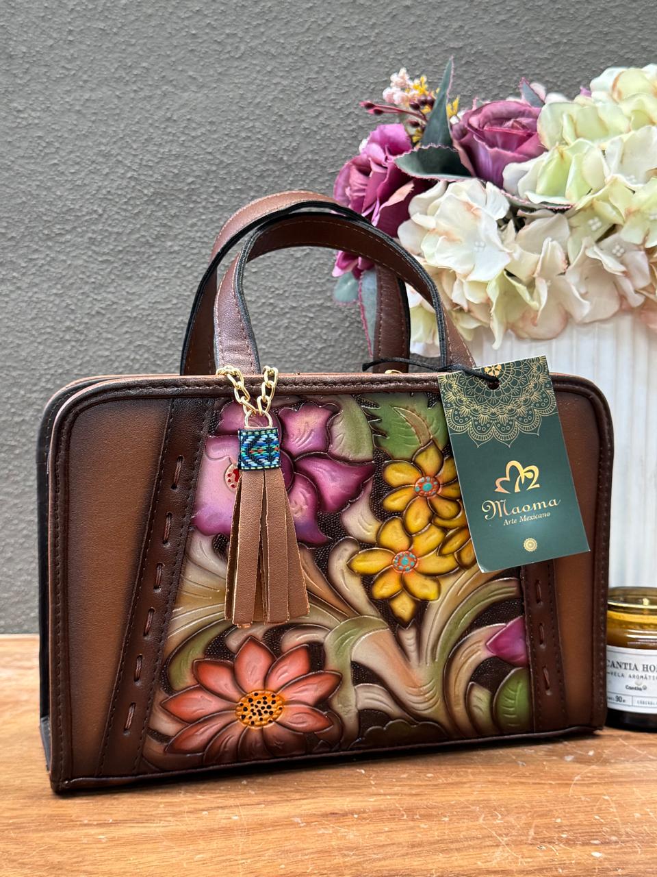 MAOMA CROSSBODY TABATA CAFE FLORES COLORES VARIOS