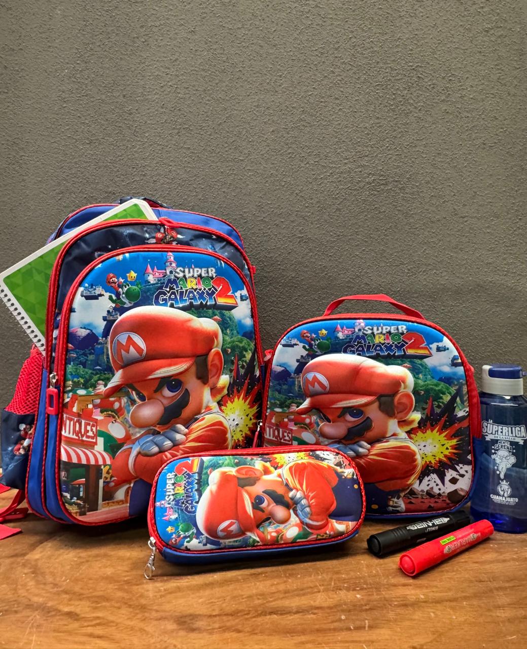 COMBO ESCOLAR SUPER MARIO FURIA AZUL