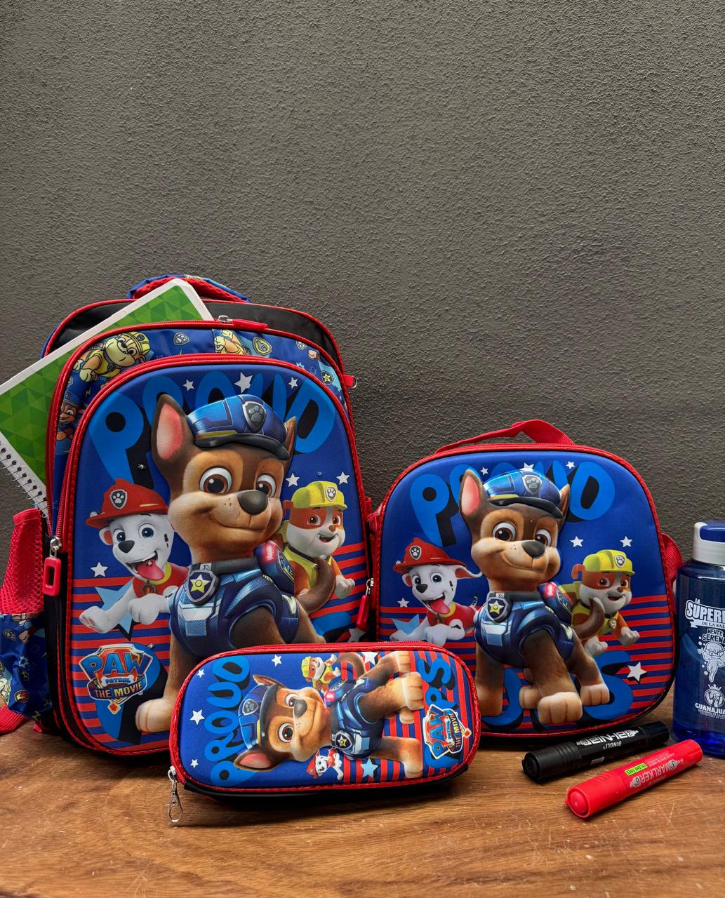 COMBO ESCOLAR PAW PATROL NEGRO/ROJO