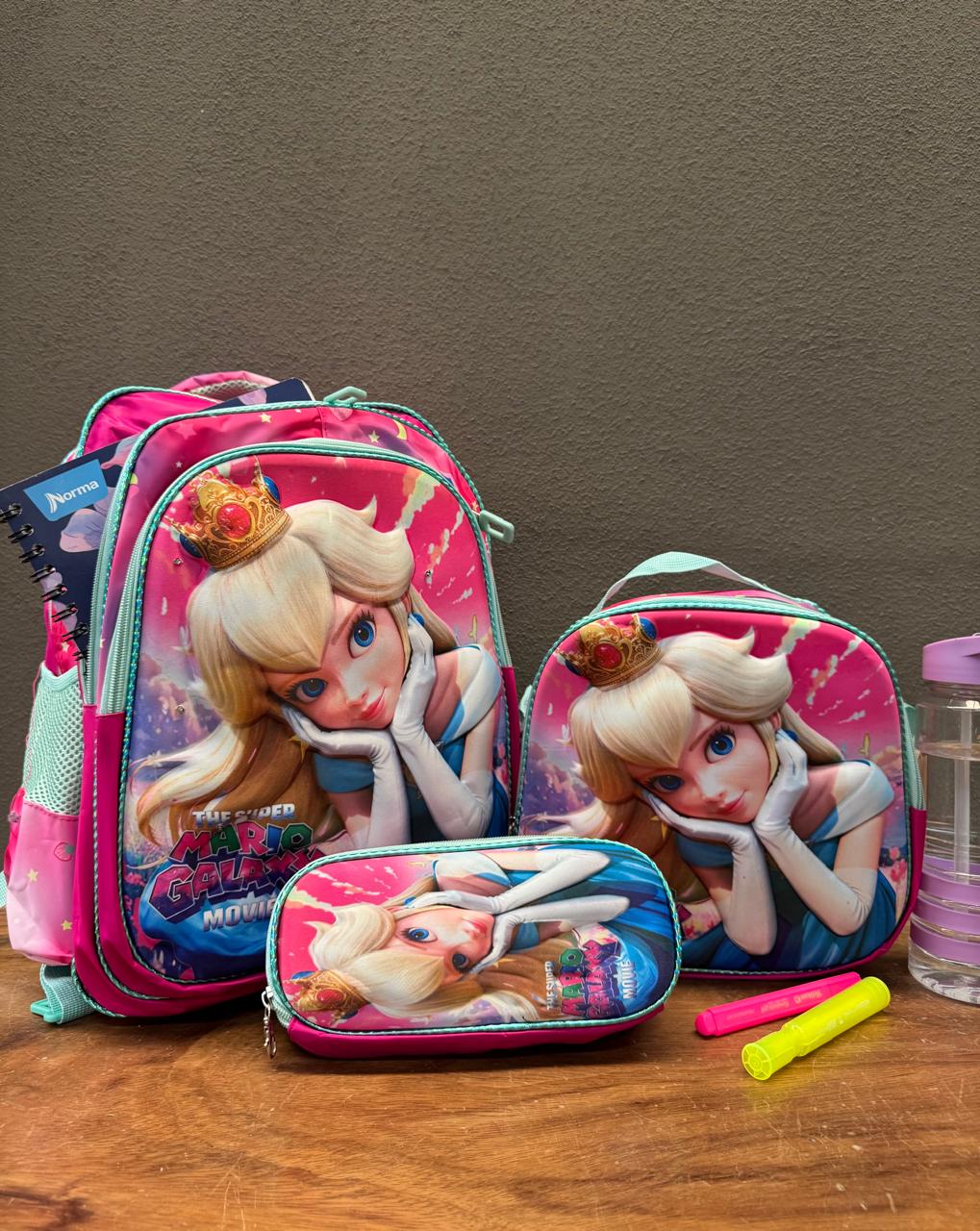 COMBO ESCOLAR PRINCESA PEACH ROSA