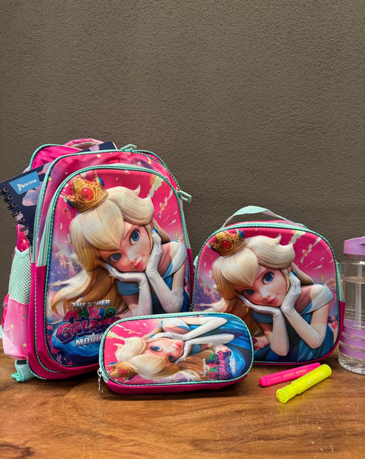 COMBO ESCOLAR PRINCESA PEACH ROSA