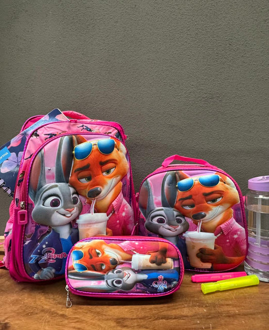 COMBO ESCOLAR ZOOTOPIA BEBIDA ROSA