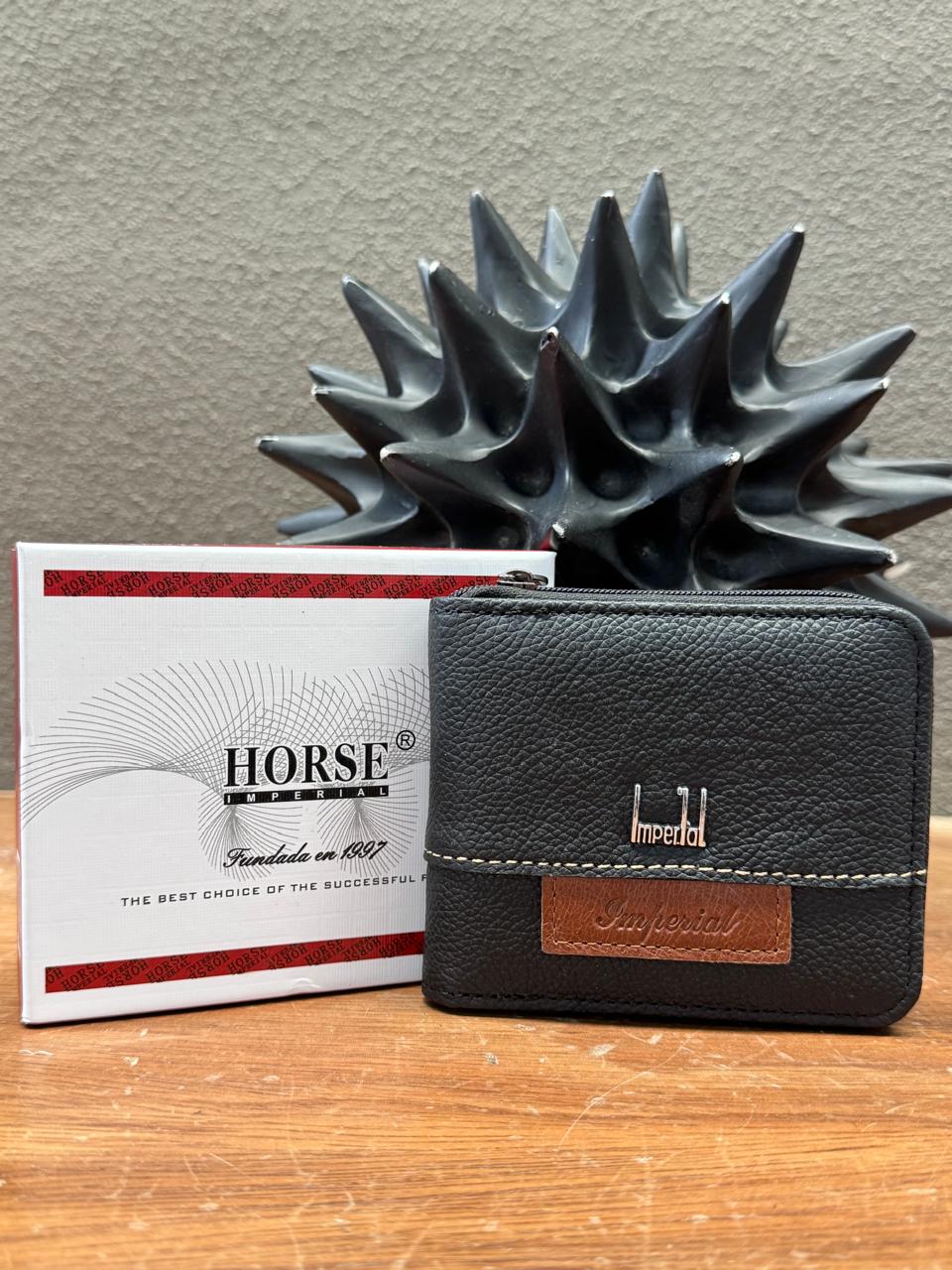 CARTERA HORSE PIEL BIFOLD NEGRO HERRAJE VARIABLE