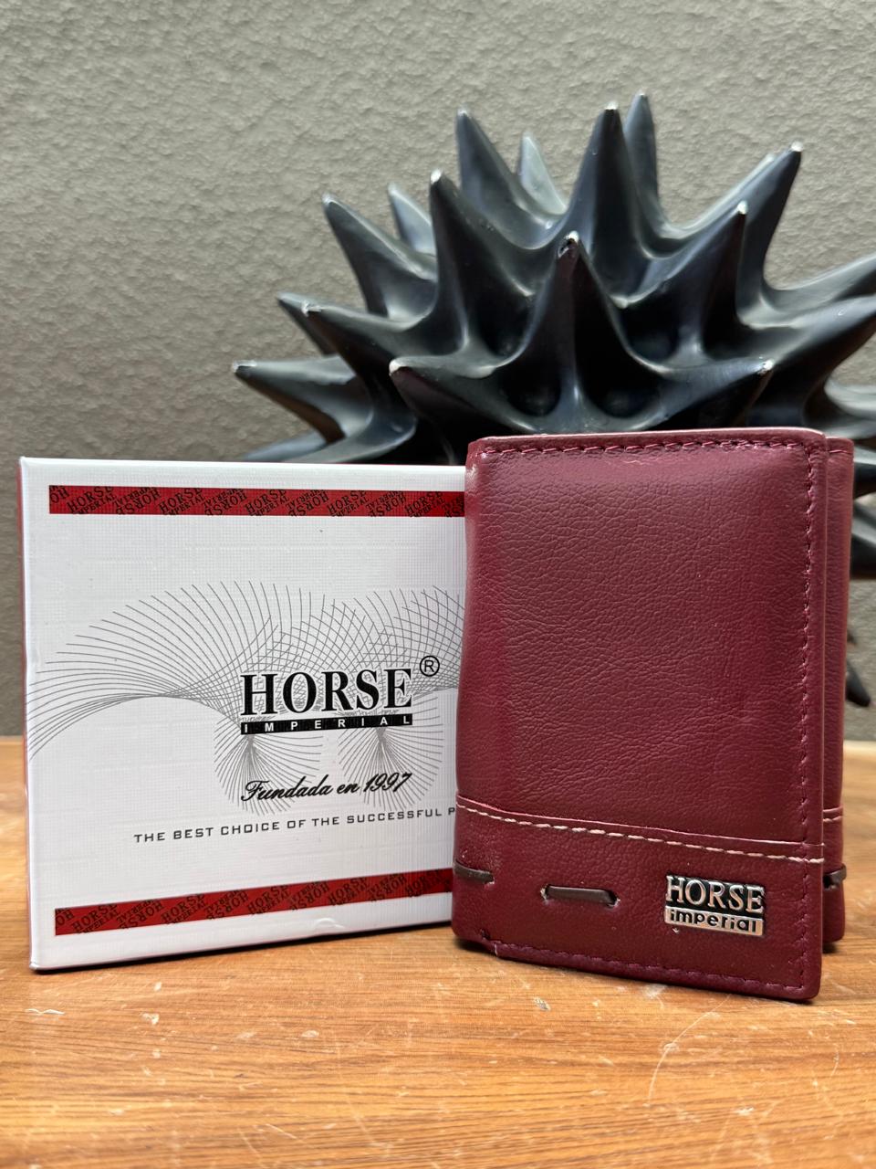 CARTERA HORSE PIEL TRIFOLD VINO